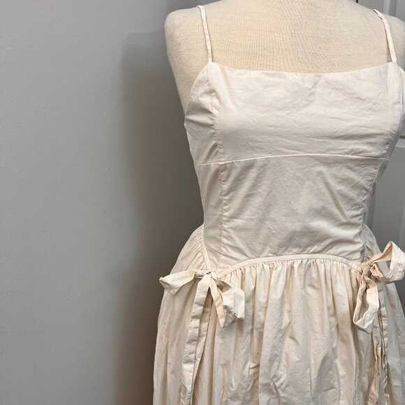 Sofie the Label Ivory Ballon Bow Cotton Midi Dress Sz M - Picture 3 of 14